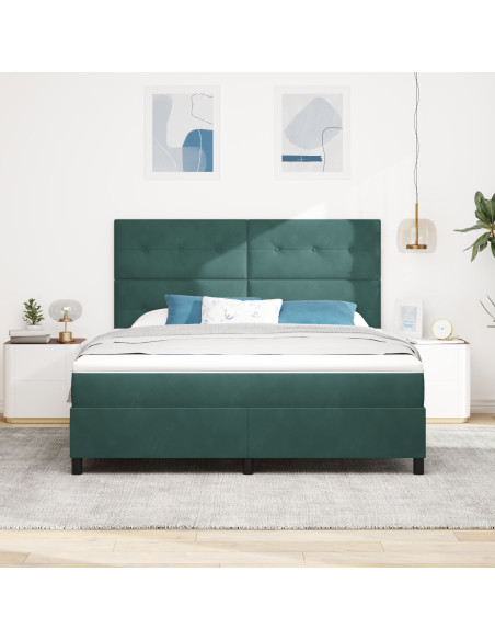 Letto a molle con materasso Verde Scuro 180 x 200 cm Tessuto