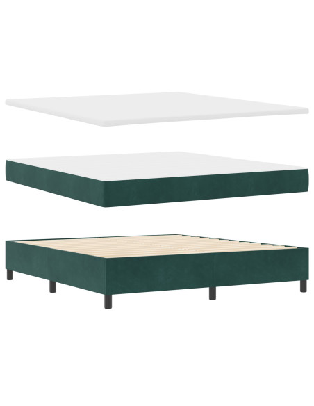 Letto con Box Spring e Materasso Verde Scuro Super King Velluto