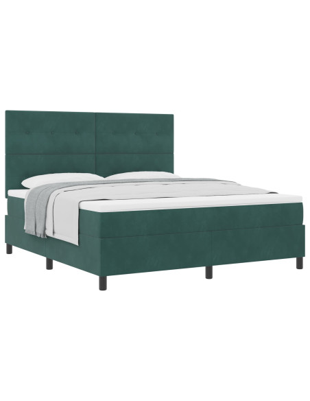 Letto con Box Spring e Materasso Verde Scuro Super King Velluto