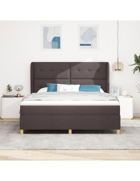 Letto con rete a molle e materasso Marrone Scuro 180x200 cm Tessuto