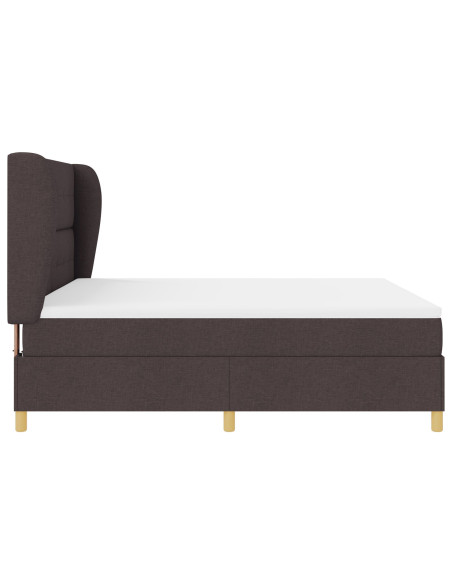 Letto con rete a molle e materasso Marrone Scuro 180x200 cm Tessuto