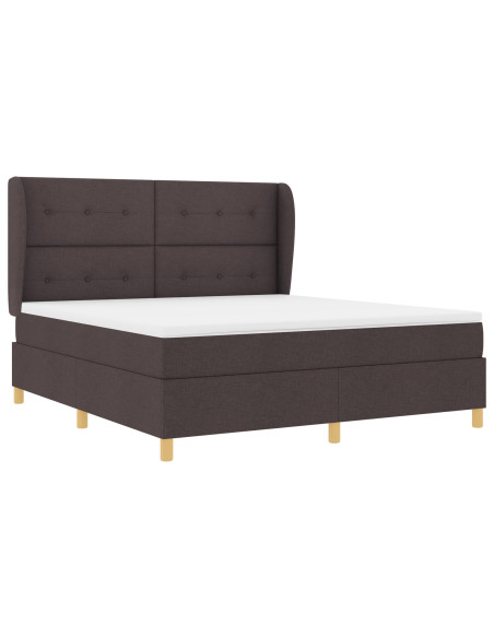 Letto con rete a molle e materasso Marrone Scuro 180x200 cm Tessuto