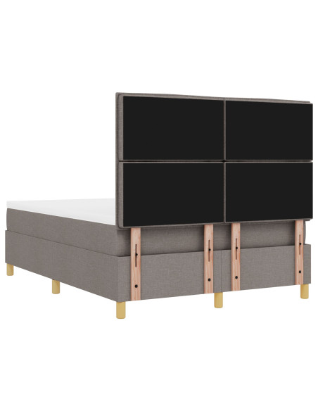 Letto Box Spring con Materasso e Panchina Tortora 160x200 cm Tessuto