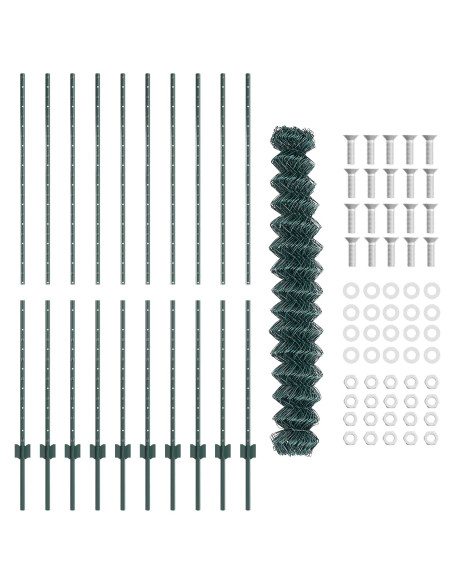 Recinzione a Maglie  con 10 Pali U Verde 1,6x10 m Acciaio