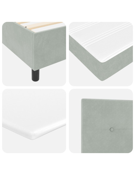 Letto a Box con Materasso Grigio Chiaro 160x200 cm in Velluto