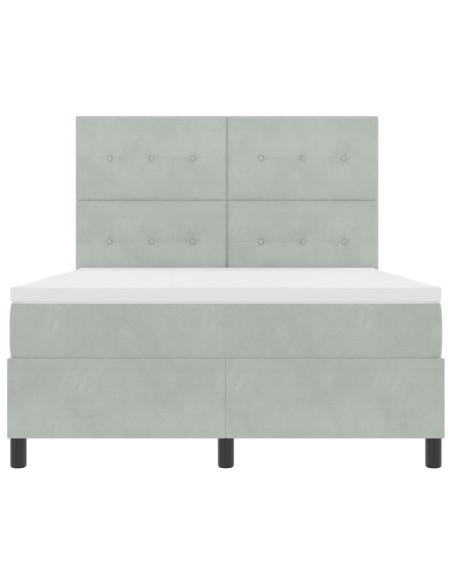 Letto a Box con Materasso Grigio Chiaro 160x200 cm in Velluto