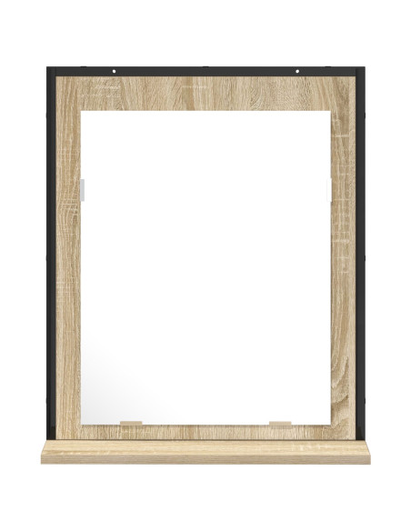 Specchio da Bagno  con Mensola in Rovere Sonoma 50x12x60 cm Legno Ingegnerizzato