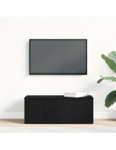 Mobile TV Rovere Nero 80x34x30 cm Legno multistrato
