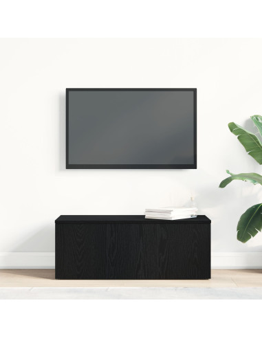 Mobile TV Rovere Nero 80x34x30 cm Legno multistrato