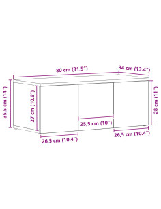 Mobile TV Rovere Nero 80x34x30 cm Legno multistrato 2