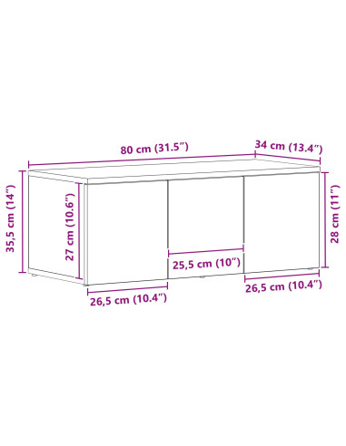 Mobile TV Rovere Nero 80x34x30 cm Legno multistrato