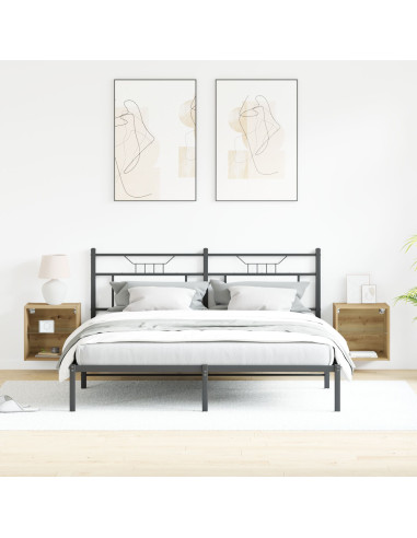 Mensola galleggiante con luce LED con lo scaffale 2 pcs Marrone