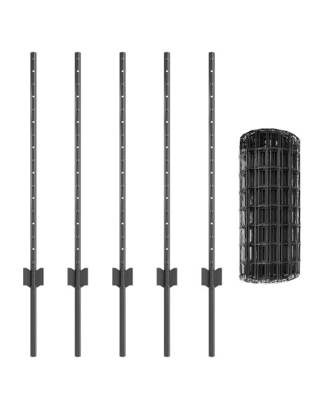 Recinzione Euro  con 5 Supporti U Grigi 0.8x10 m Acciaio