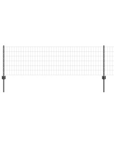Recinzione con Posto Grigio 0,6 x 10 m Acciaio e PVC 2