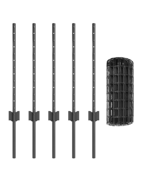 Recinzione con Posto Grigio 0,6 x 10 m Acciaio e PVC