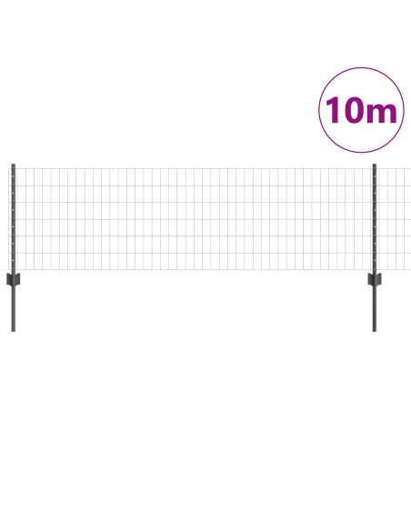 Recinzione con Posto Grigio 0,6 x 10 m Acciaio e PVC