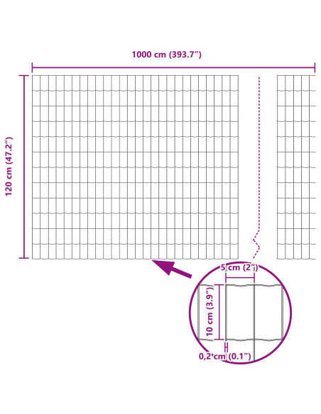Recinzione con Posto Grigio 1,2 x 10 m Acciaio e PVC