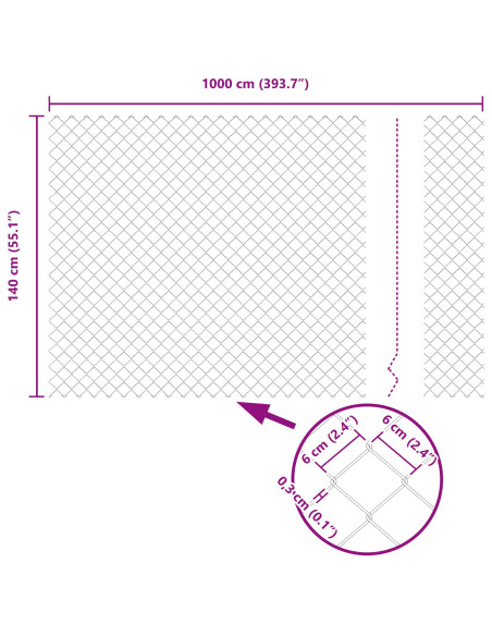 Recinzione con Posto Verde 1,4 x 10 m Acciaio e PVC