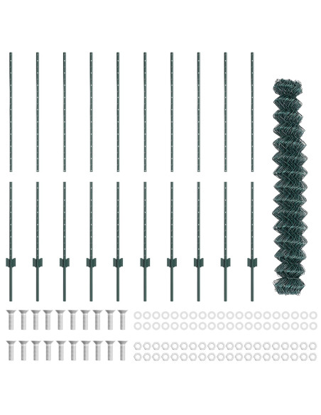 Recinzione in Rete Metallica  con 10 Post U Verde 1.4x10 m Acciaio