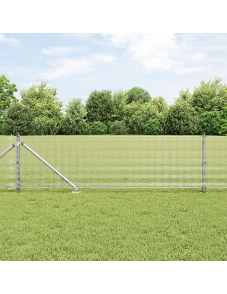 Recinzione in Filo Saldato  con 7 Pali a Punta 0.4x10 m Acciaio Zincato