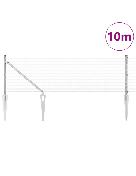 Recinzione in Filo Saldato  con 7 Pali a Punta 0.4x10 m Acciaio Zincato