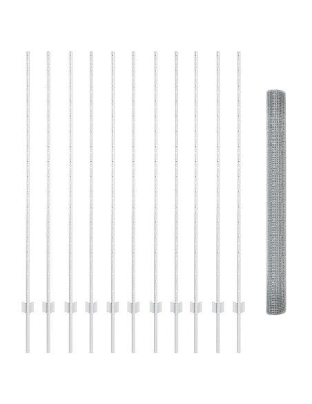Recinzione a Rete Saldato  con 22 Pali U Argento 1.6x25 m Acciaio