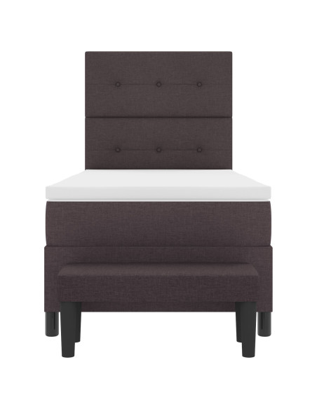Letto Box Spring con Materasso e Panchina Marrone Scuro 100x200 cm Tessuto