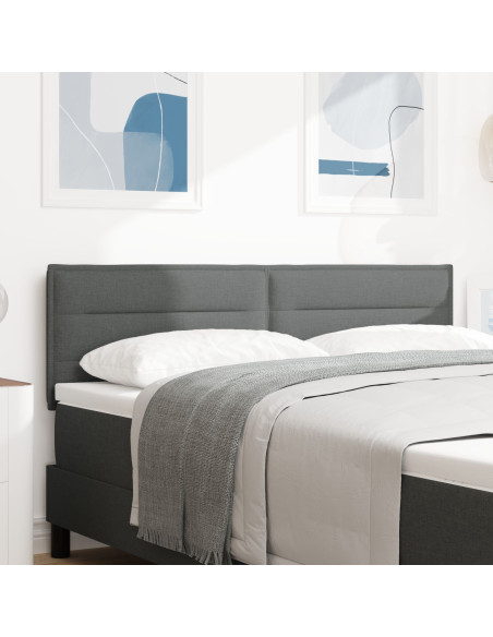 Testata Letto a LED Design Linee Grigio Scuro 80 cm Tessuto