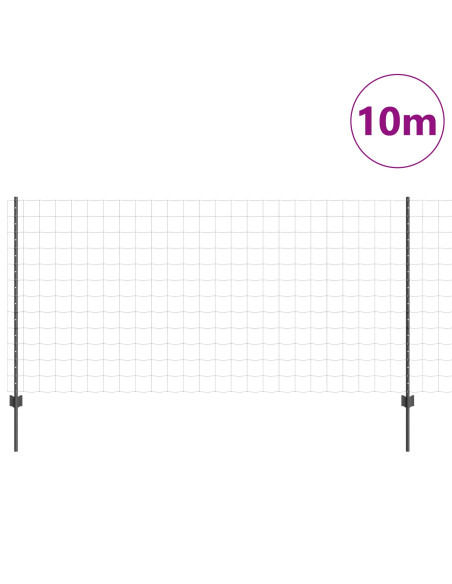 Recinzione Euro  con 10 pali U Grigia 1.2x10 m Acciaio