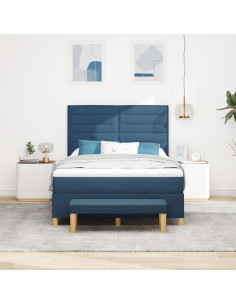 Letto a molle con materasso Blu 160 x 200 cm Tessuto