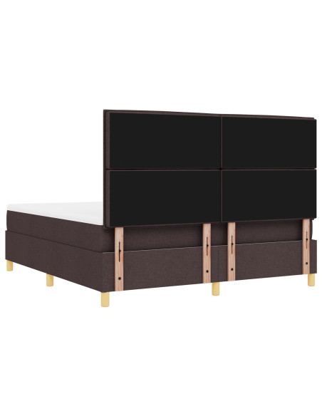 Letto Box Spring con Materasso e Panchina Marrone Scuro 180x200 cm Tessuto