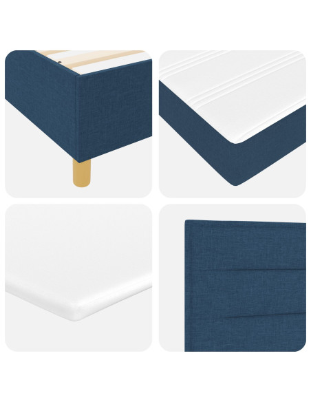 Letto Box Spring con Materasso e Panchina Blu 160x200 cm Tessuto