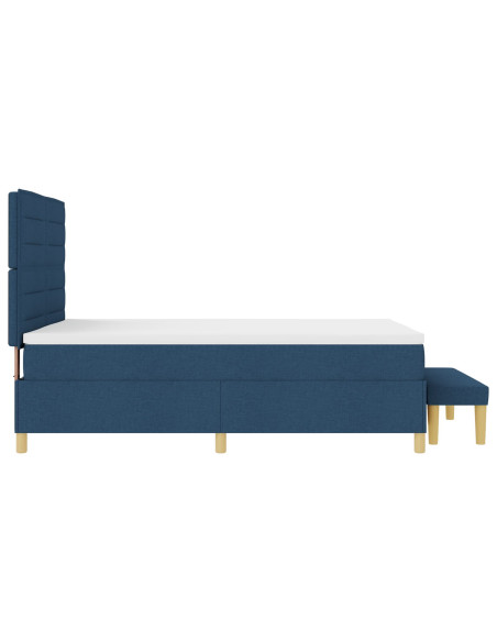 Letto Box Spring con Materasso e Panchina Blu 160x200 cm Tessuto