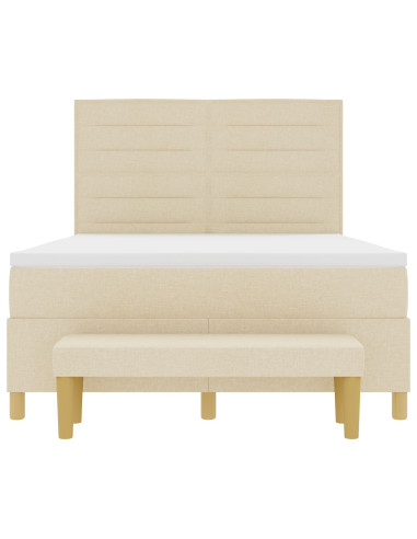 Letto a molle con materasso Crema 160 x 200 cm Tessuto
