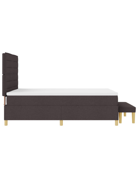 Letto Box Spring con Materasso e Panca Marrone Scuro 160x200 cm Tessuto