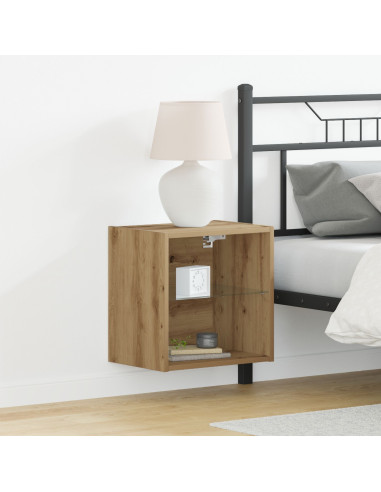 Mensola galleggiante con luce LED Marrone 40 x 28,5 x 40 cm