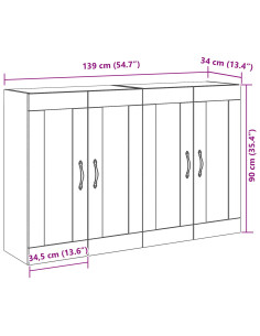 Armadi da Parete 2 pcs Rovere Nero 69,5 x 34 x 90 cm