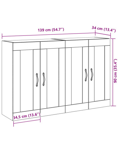 Armadi da Parete 2 pcs Rovere Nero 69,5 x 34 x 90 cm