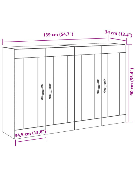 Armadi da Parete 2 pcs Rovere Nero 69,5 x 34 x 90 cm