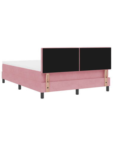 Letto a molle con materasso Rosa 140 x 200 cm Velluto