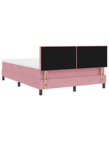 Letto a molle con materasso Rosa 140 x 200 cm Velluto