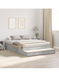 Struttura letto con contenitore Grigio cemento 150 cm