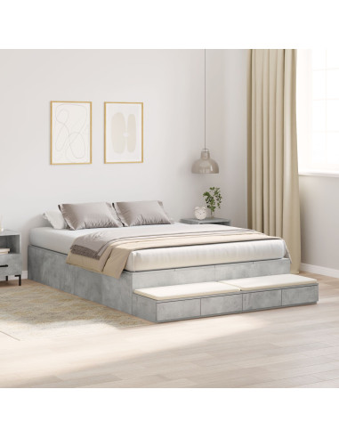 Struttura letto con contenitore Grigio cemento 150 cm