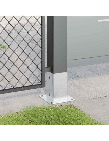 Basi per Pali Quadrate 12 pz Argento 81x81 mm Acciaio Zincato