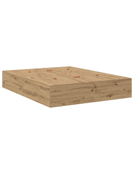 Struttura letto con contenitore Rovere artigianale 150 cm