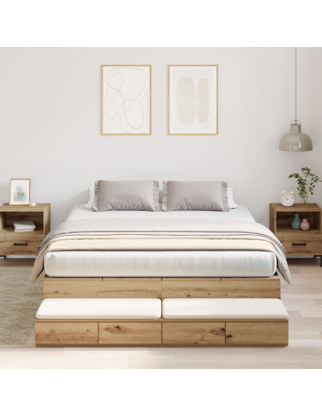 Struttura letto con contenitore Rovere artigianale 150 cm