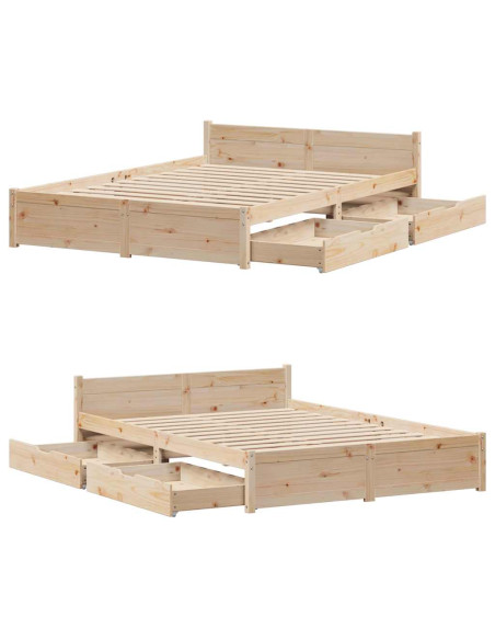 Letto senza Materasso 120x190 cm in Legno Massello di Pino