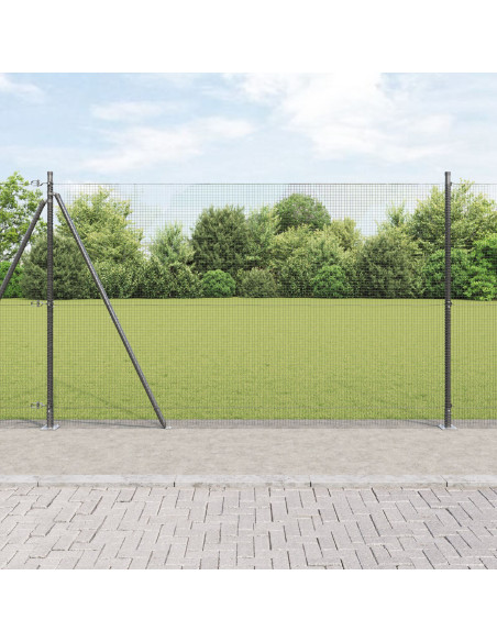 Recinzione in Filo Saldato  con 13 Pali Flangiati Grigia 1.6x25 m Acciaio