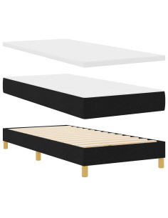 Letto a molle con materasso Nero 90 x 200 cm Tessuto 2