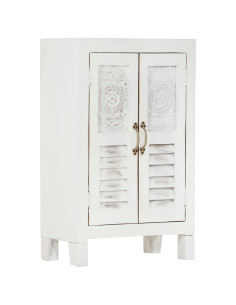 Credenza Bianca 55x30x90 cm in Legno Massello di Acacia 2